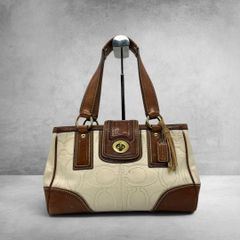 COACH 11330 Tote Bag White Turn Lock Y2K - メルカリ
