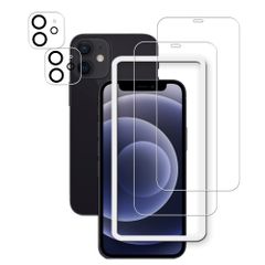신품 HKKAIS 이 phone12 mini 유리 필름[2+2장 세트] 가이드 프레임 첨부 일본제 유리 채용 iPhone12 mini용 유리 필름 카메라 필름 강화 유리 액정 화면 iphone 12 mini 보호 필름
