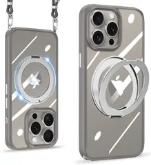 新品 NISIILNG iPhone 15 Pro Max 用 ケース クリア ショルダー MagSafe対応 リング 360°回転スタンド ワイヤレス充電対応 いphone15pro max カバー 耐衝撃 透明 黄ばみなし アイフォン 15ProMax ス