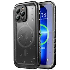 신품 SPORTLINK iPhone 13 Pro Max용 방수 케이스 - iPhone 13 Pro Max MagSafe용 케이스 완전 방수 IP68 방수 등급 마그넷 탑재 MagSafe 대응 방설 방진 내충격 360°전면 보호 QI 충전 페