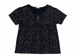 CRANK SEOUL 花柄リブ半袖Tシャツ フラワーヘンリーネックトップ