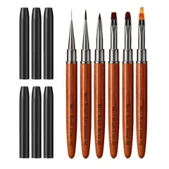 新品 ZeniMart ジェルネイル 筆 セット ジェルネイルブラシ ジェルネイルキット キャップ付き 高級木製ハンドル 爪ブラシ アクリルリキッド スクエア、ラウンド、フランス、シャープオーバル、フラット、極細、ドット ジェルネイル絵描きブラシ ジェルネイルのサムネイル