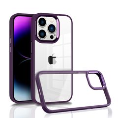 신품 MuZiF iPhone 14 Pro Max 용 케이스 클리어 얇은 경량 내충격 구조 전면 보호 황변 방지 찰과상 방지 투명 PC 후면 클리어 아이폰 14 Pro Max 용 커버 클리어 케이스 (iPhone 14 Pro Max 어두운 보라색)