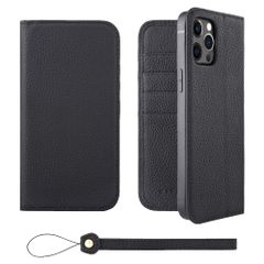 신품 HANATORA for iPhone 12ProMax 케이스 수첩형 가죽 스마트 폰 케이스 스마트 폰 스탠드 스트랩 첨부 슈링크 카프 레자 벨트 없음 마그넷 없음 블랙 H0XA-12ProMax-Black 선물 생일 여성