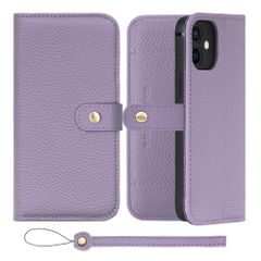신품 HANATORA for iPhone 12 케이스 수첩형 가죽 스마트폰 케이스 스마트폰 스탠드 스트랩 첨부 슈링크카프레자 벨트 있어 마그넷 없음 퍼플 H1SPB-12-Purple 선물 생일 여성 남성 남성 그녀 엄마