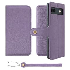 신품 HANATORA for Google Pixel 6a 케이스 수첩형 가죽 스마트 폰 케이스 스마트 폰 스탠드 스트랩 첨부 슈링크카프 레자 벨트 있어 마그넷 없음 퍼플 H0XB-GP6a-Purple 선물 생일 여성 남성