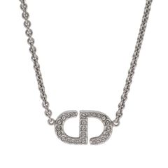 中古】 C.Dior ディオール リボンモチーフ ラインストーン ネックレス