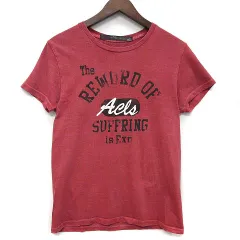 レアセル rehacer カレッジプリント 刺繍 Tシャツ カットソー 半袖 レッド 赤 Sのサムネイル