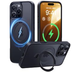 [신품][11년의 장심 개발 고내구 스탠드 구조]CASEKOO for iPhone 16 Pro 케이스[3배 미군 MIL 규격 내충격/MagSafe 대응]숨겨진 스탠드 세로 가로 세워 대응 링 기능 매트 마무리 지문 방지 황변 방지 반투명 스트 21afc0ec