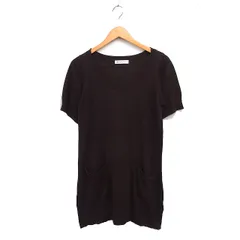 B&Y ユナイテッドアローズ BEAUTY&YOUTH ビューティー&ユース ニット チュニック 半袖 オーバルネック 無地 コットン 綿 ブラウン 茶 /FT2