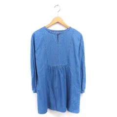 ショコラフィネローブ chocol raffine robe ワンピース ひざ丈 ソフトデニム ウォッシュ加工 長袖 F ライトインディゴ 青 /TT