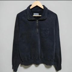 50s BRENT ハーフジップ スウェット ツートーン セットイン 襤褸 