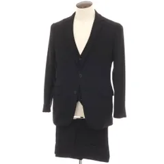 【中古】グリーンレーベルリラクシング green label relaxing ポリエステル 2つボタンスーツ ブラック【サイズL/L/XL】【メンズ】