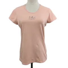 ビブロス BYBLOS blu カットソー Tシャツ プルオーバー Uネック ロゴ ラインストーン 半袖 USA10 ピンクのサムネイル