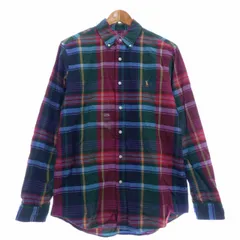 ポロ ラルフローレン POLO RALPH LAUREN CLASSIC FIT チェックシャツ ボタンダウン 長袖 カジュアル コットン ロゴ 刺繍 M 緑 グリーン トップス