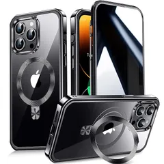 【多機能隠しスタンド・Magsafe対応・覗き見防止】WTAIYUN iPhone 14 Pro Max 用 ケース 全面保護 CDリング 縦横両対応 ワイヤレス充電対応 米軍MIL規格 耐衝撃 高感度タッチ 両面 いphone14プロマックス カバー ストラ