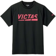 新品 ヴィクタス(Victas) 卓球 半袖Tシャツ PLAY LOGO TEE ブラックxピンク(1070) S 632101