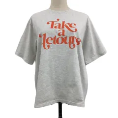 ページボーイ PAGE BOY Tシャツ カットソー プルオーバー クルーネック プリント ロゴ 杢 五分袖 F グレー 赤 レッドのサムネイル