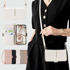 [신품] Satomirai For iPhone 17 Pro Max 케이스 수첩형 세련된 어깨 있어 phone 17 Pro Max 케이스 귀여운 스트랩 인기 스마트폰 케이스 iPhone 17 Pro Max 레트로 심플 품위 아