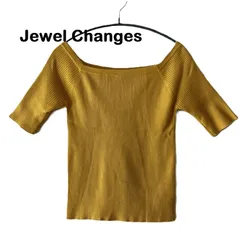 【Jewel Changes/ジュエルチェンジズ】ユナイテッドアローズ 半袖カットソー 半袖リブニット イエロー 黄色 洗濯OK（中古）のサムネイル