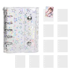 新品 YINKE シール帳 透明 シール バインダー 女の子 はがせる m5 シール収納 シール手帳 クリア 5穴 可愛らしい装飾でアイドル /透明リフィル10枚入り