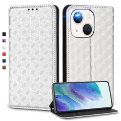 【新品】 UnivoColors iPhone 13 Mini 対応手帳型ケース 高級合皮 カード収納 マグネット開閉 スタンド機能 ストラップホール付き TPUソフトバンパー 全面保護 カメラ保護 衝撃吸収 ビジネス おしゃれ カバー(シルバー)