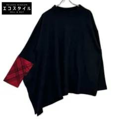 Yohji Yamamoto　ヨウジヤマモト　FX-T45-173 ブラック ウール チェック切替 変形ニットプルオーバー　2のサムネイル