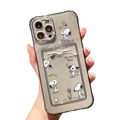 [신품] LYLIDIA iPhone14 용 스마트 폰 케이스 투명 실리콘 포켓 부착 후면 수납 카드 수납