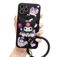 [신품] Arpe 귀여운 크로미 스마트 폰 케이스 iPhone 12 Pro 용 케이스 실리카 겔 보호 커버 스마트 폰 킥 스탠드 리스트렛 스탠드 기능 가볍고 얇은 아이폰 12 Pro 용 케이스