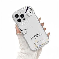 [신품] LYLIDIA 포차코 iPhone15Plus용 스마트폰 케이스 투명 실리콘 iPhone15Plus 보호 케이스 iPhone15Plus용 포차코 케이스 렌즈 보호 낙하 방지 지문 방지 내충격
