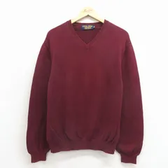 M/古着 ブルックスブラザーズ 長袖 ブランド セーター メンズ 90年代 90s 無地 コットン クルーネック USA製 エンジ【spe】 26apr27