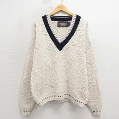 XL/古着 ラルフローレン チャップス 長袖 ブランド チルデン セーター メンズ 80年代 80s Vネック USA製 生成り 霜降り【spe】 26apr27