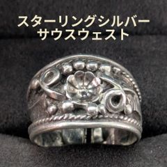 希少 ナバホ族 アップリケ スターリングシルバー リング リーフ