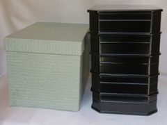 縁高 真塗 五段重 共箱 菓子器 懐石道具 木製 漆器 美品 紙箱 茶道具
