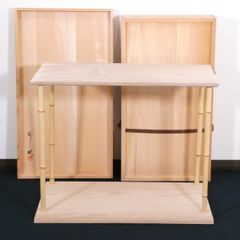 【中古品】茶道具　引き出し付　五段配膳棚　組立式 皐月）懐石道具 木製組立式 五段配膳棚 木製五本柱【引出し付】〈紙箱