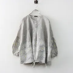 美品 2024SS マーブルシュッド marble SUD サンカヨウ ストリングShirt 刺繍 グレー／トップス 長袖 シャツ ブラウス【2400014976076】のサムネイル