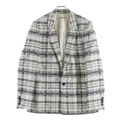 SAINT LAURENT PARIS (サンローランパリ) ツイード テーラードジャケット ホワイト×ブラック コットン 48のサムネイル