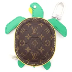 LOUIS VUITTON (ルイヴィトン) キーホルダー・LVタートル バッグチャーム ポーチ ケース キーホルダー ブラウン×グリーン レザー×PVC M01471 シルバー金具のサムネイル