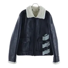 OFF-WHITE (オフホワイト) B-3ジップアップ フロントプリント ムートンジャケット ブラック/ホワイト OMJA011E18A33002のサムネイル