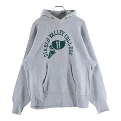 CHAMPION (チャンピオン) 70S VINTAGE REVERSE WEAVE ヴィンテージ リバースウィーブ 青単色タグ カレッジロゴプリント スウェット プルオーバーパーカー グレー