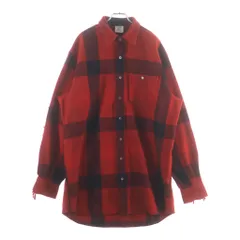 VETEMENTS (ヴェトモン) 19SS Fringe Wool Western Shirt フリンジ オーバーサイズ チェック長袖シャツ レッド WAH19SH104のサムネイル