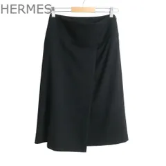 極美品 エルメス HERMES ロングスカート ミモレ丈 ロング丈 ウール 77-7303 ブラック サイズ36 レディースのサムネイル