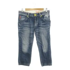 エドウィン EDWIN BLUE TRIP デニム ジーンズ クロップド 七分丈 裾ゴム M 青 ブルー ウォッシュ加工 星柄 ジョガーパンツ仕様 /AH11 ■GY99のサムネイル
