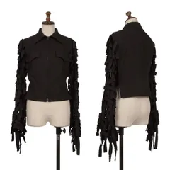 ビーヨウジヤマモトB Yohji Yamamoto 編み込みスリーブデザインショートブルゾン 黒1のサムネイル