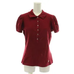 バーバリー ロンドン BURBERRY LONDON ポロシャツ 半袖 パフスリーブ ロゴ M 赤 レッド /XZ ■GY99のサムネイル
