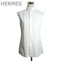 22万円】HERMES 刺繍ロゴデザイン ブラウスシャツ - メルカリ