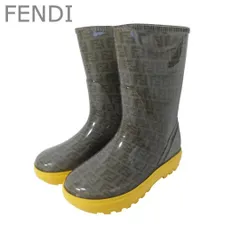 美品 フェンディ FENDI ズッカ柄 レインブーツ 長靴 総柄 ラウンドトゥ ミドル丈 ショート丈 ブラウン サイズ33/34 22cm レディース キッズのサムネイル