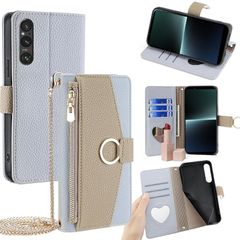 [신품] Yumena 가죽 케이스 용 Xperia 1 Vl 대응 수첩 형 케이스에 적합 소니 엑스페리아 1 Vl 용 케이스 휴대 커버 스마트 폰 케이스 지갑 형 카드 수납 카메라 보호 스탠드 기능 스트랩 내충격 상처 방지 전면 보호