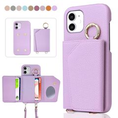 [신품] Carambola 스마트폰 케이스 숄더 후면 카드 수납 분리 iphone11pro 케이스 어깨걸이 링 첨부 미러 첨부 스탠드 기능 가능 아이폰 11 프로 X/XS 겸용 휴대 케이스 분리식 iphone 기종 대응 (iPhone 11