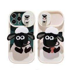 [신품] Arpe 귀여운 양의 숀 스마트 폰 케이스 iPhone 11 용 케이스 실리카 겔 보호 커버 스마트 폰 킥 스탠드 스탠드 기능 가볍고 얇은 아이폰 11 용 케이스